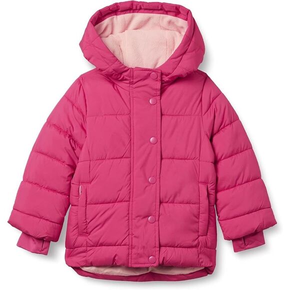 Amazon Essentials Girls Heavyweight Hooded Puffer Jacket Size 2T Pink Toddler - Picture 2 of 8